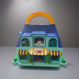 Vintage Tiny Dreams Carry Along Pet Shop Dog Show Blue Box Fold Out Dollhouse